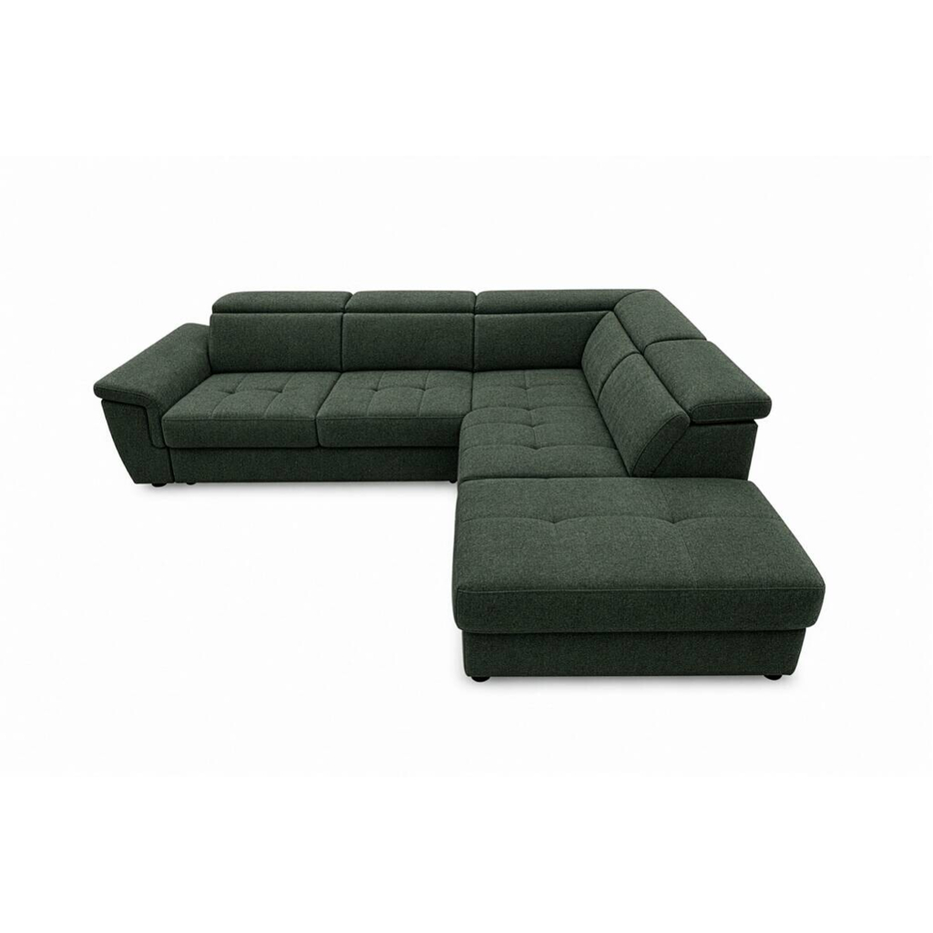 Ecksofa mit Bettfunktion und Bettkasten dunkelgrün Flachgewebe B/H/T: ca. 267x75x238 cm
