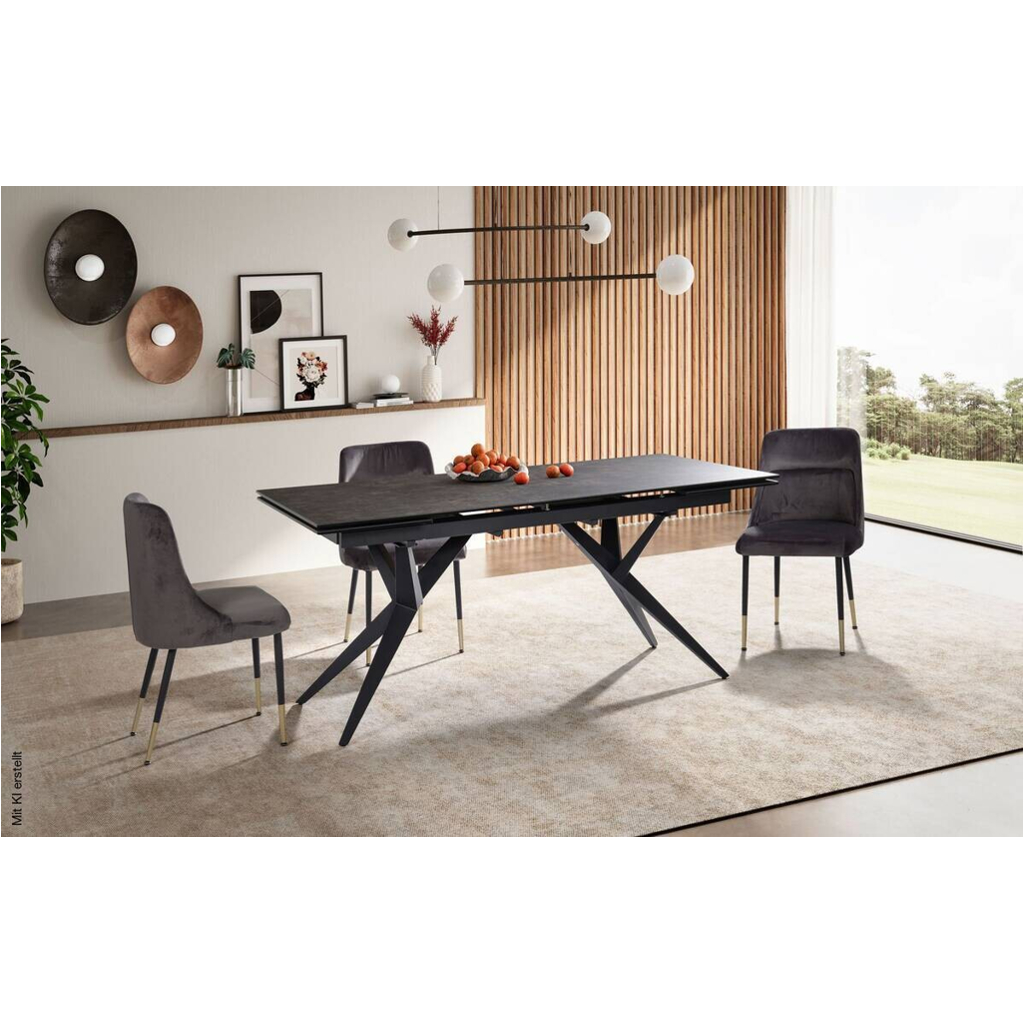 Esstisch schwarz Marmor Optik B/H/T: ca. 180x76x95 cm