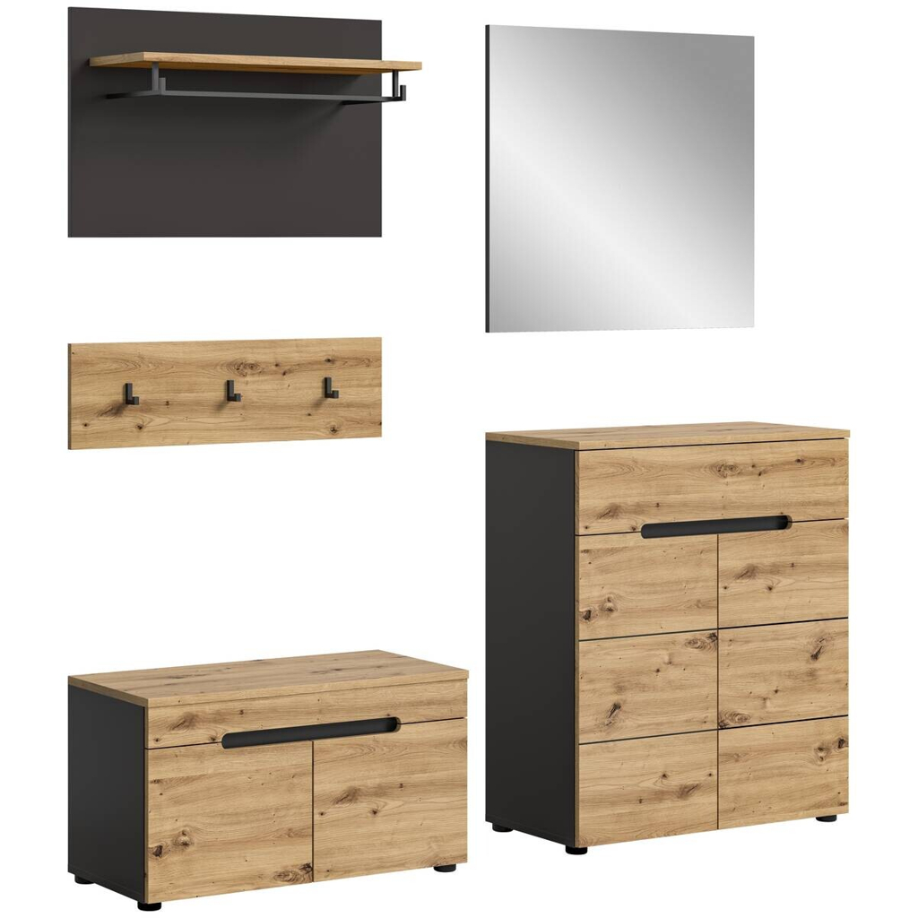 Garderobe CANU edles Basaltgrau Nachbildung Eiche Artisan Nachbildung B/H/T: ca. 175x180x37 cm