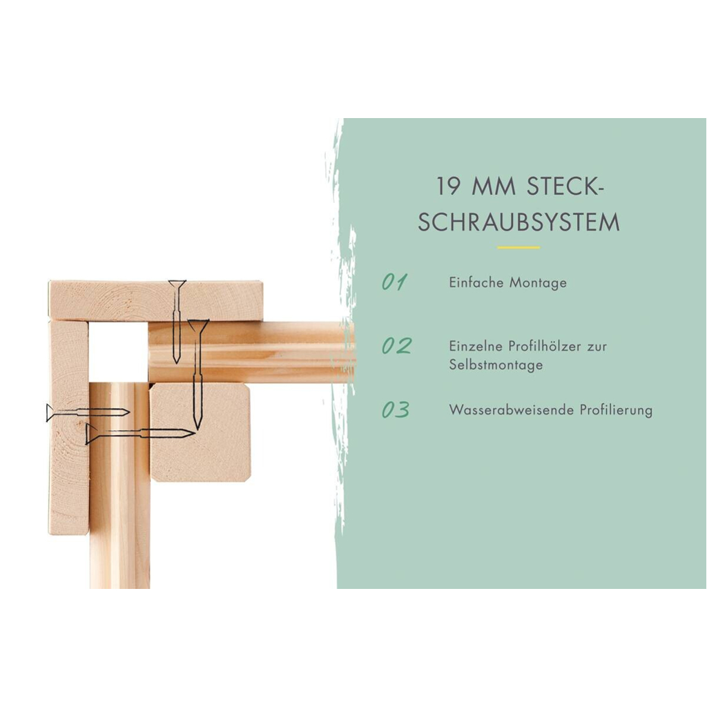 Karibu Gartenhaus Joschka 3 natur B/H/L: ca. 186x167x246 cm