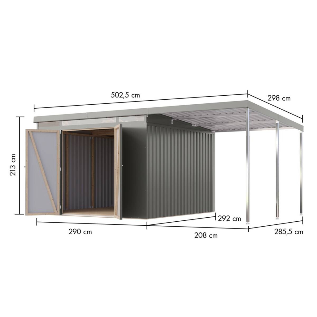 Karibu Gartenhaus Indra 3,5 grau B/H/T: ca. 289x213x289 cm