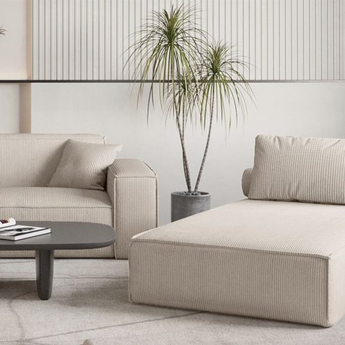 OUTLET Chaiselongue Sezlong Liege CELES PREMIUM in Stoff Scala Hellbeige