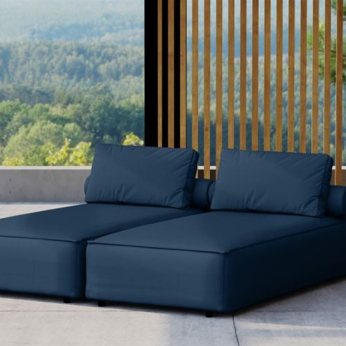 Chaiselongue Sezlong Liege 2er-Set SUMMER wetterfester Stoff NXL Dunkelblau