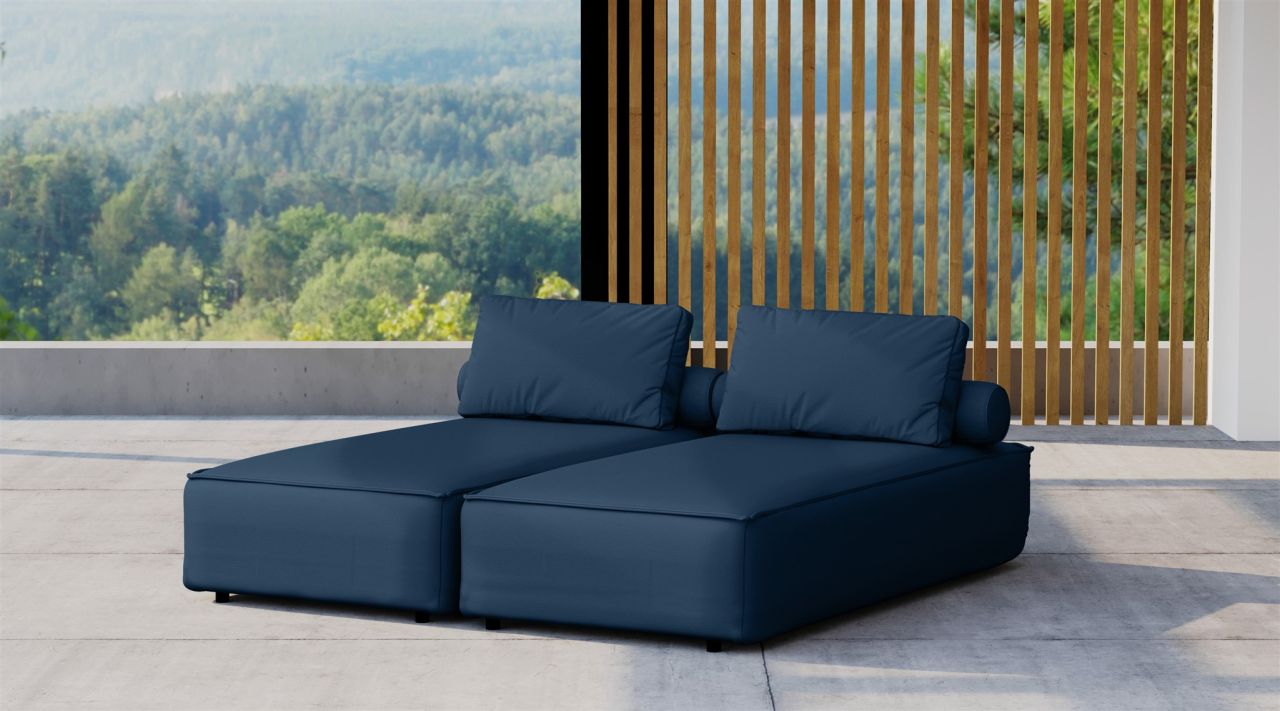 Chaiselongue Sezlong Liege 2er-Set SUMMER wetterfester Stoff NXL Dunkelblau Chaiselongue Sezlong Liege 2er-Set SUMMER wetterfester Stoff NXL Dunkelblau