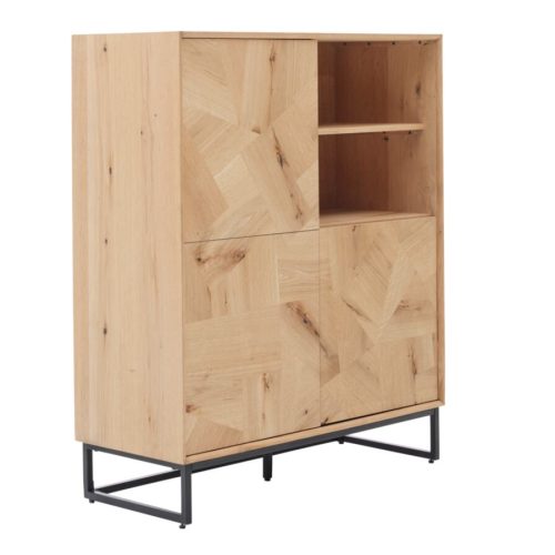 Roomio Highboard NO. 2002 in Eiche Echtholzfurnier natur / Front Patchwork-Design Roomio Highboard NO. 2002 in Eiche Echtholzfurnier natur / Front Patchwork-Design