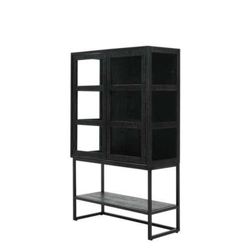 Roomio Vitrine NO. 2001 in Mango massiv gebürstet, schwarz gebeizt und lackiert