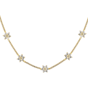 Kette Blumen Sterlingsilber vergoldet mit Zirkonia Kette Blumen Sterlingsilber vergoldet mit Zirkonia