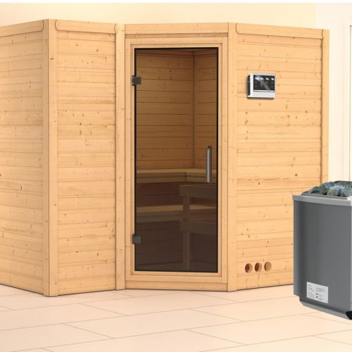 Massivholzsauna SAHIB 2 236 x 184 m 40 mm 9.0 kW BioKombiofen inkl. Steuergerät ohne Dachkranz Ganzglastür graphit Massivholzsauna SAHIB 2 236 x 184 m 40 mm 9.0 kW BioKombiofen inkl. Steuergerät ohne Dachkranz Ganzglastür graphit