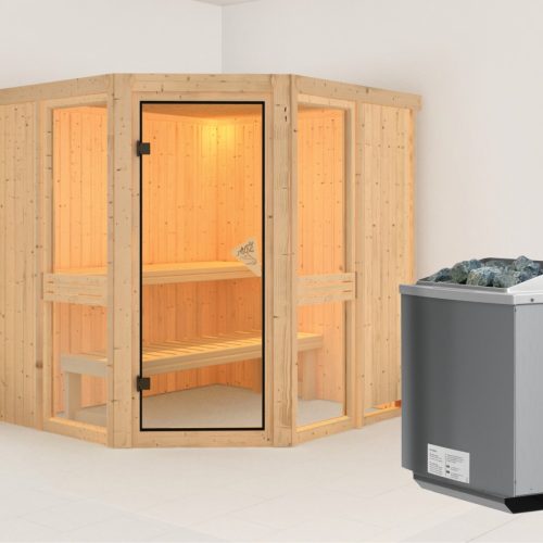 Sauna AMELIA 1 196 x 170 m 9.0 kW Ofen integr. Steuerung ohne Dachkranz