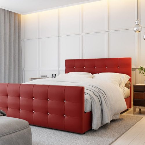OUTLET Boxspringbett Schlafzimmerbett MAURO 200x200cm Kunstleder Rot inkl.Bet...