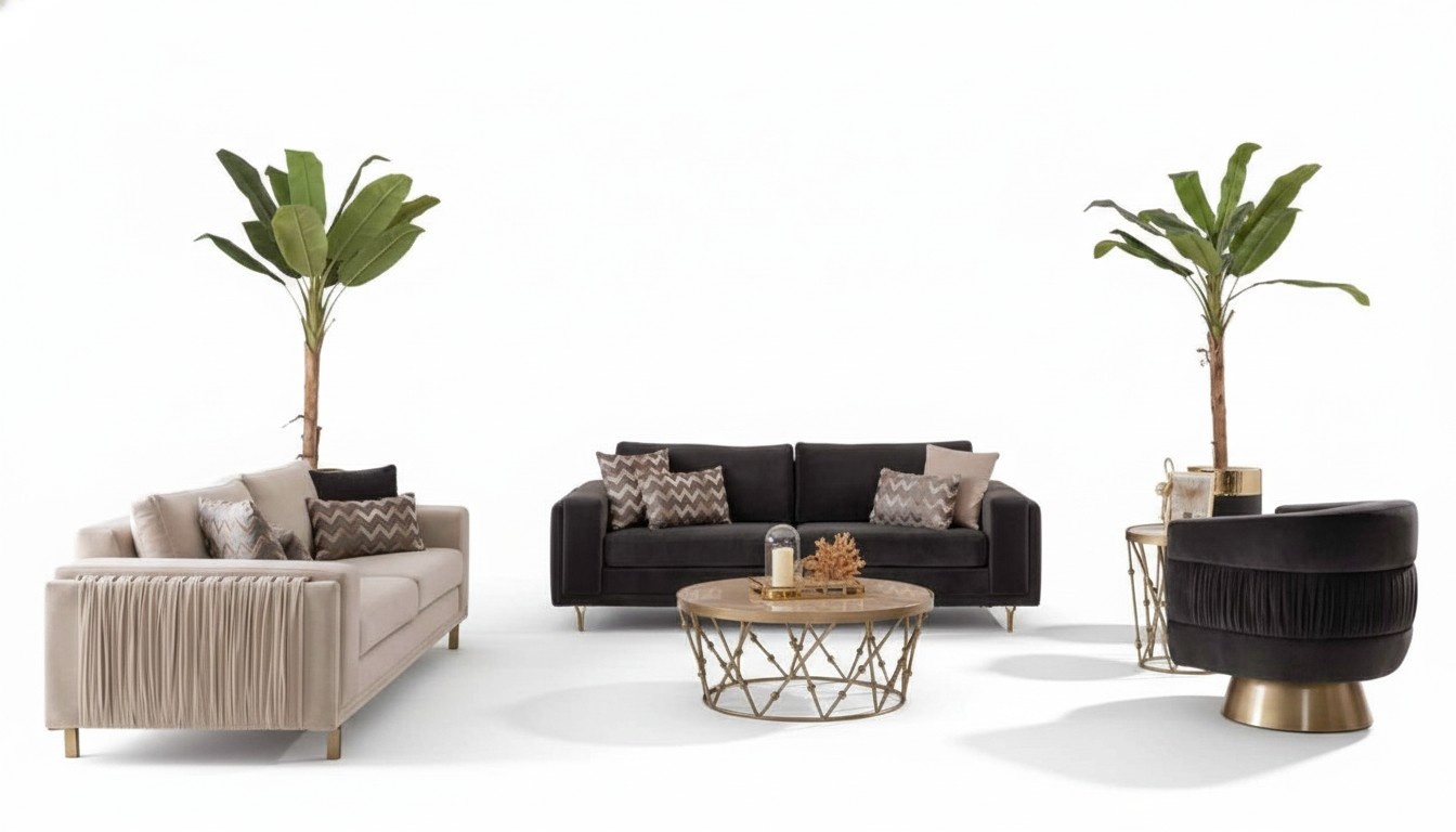 Schiker Sofagarnitur Sofa 3+3 Sitzer mit Sessel für Wohnzimmer Designen Schiker Sofagarnitur Sofa 3+3 Sitzer mit Sessel für Wohnzimmer Designen