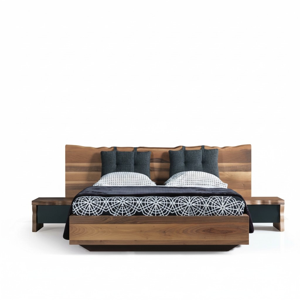 Schlafzimmer Garnitur Bett 2x Nachttisch Set Möbel 3tlg. braun Schlafzimmer Garnitur Bett 2x Nachttisch Set Möbel 3tlg. braun