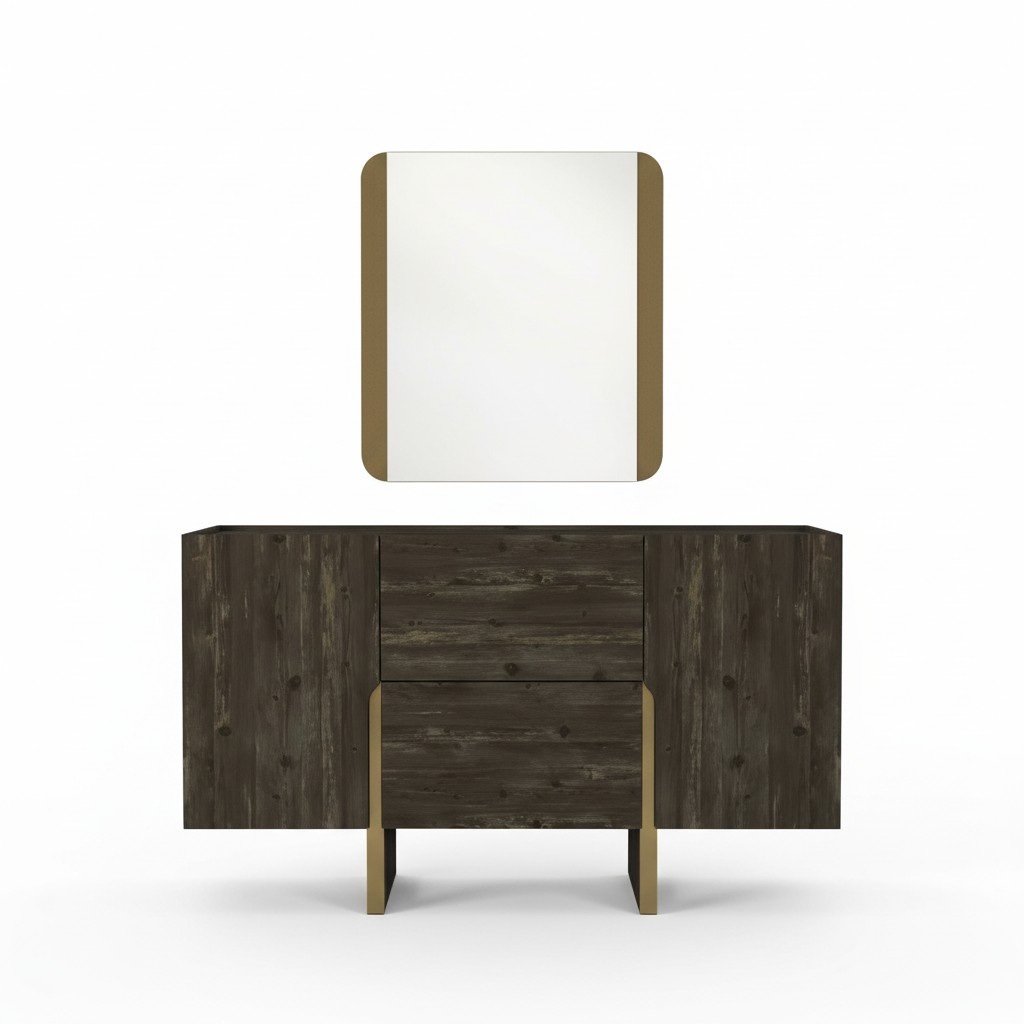 Schlafzimmer Kommode mit Spiegel modernen Stil elegante Möbel Schwarz Holzmöbel