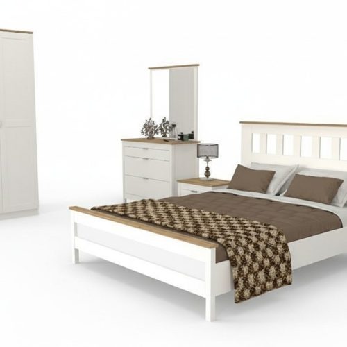 Schlafzimmer Möbel Komplett Set Bett 2x Nachttisch Schrank Weiß 5tlg Schlafzimmer Möbel Komplett Set Bett 2x Nachttisch Schrank Weiß 5tlg