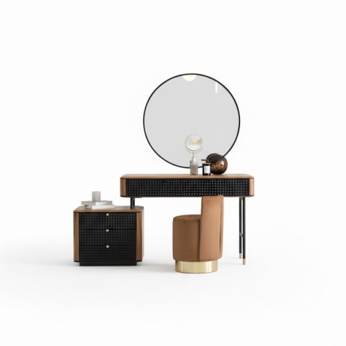 Schlafzimmer Schminktisch Spiegel Hocker Komplett Set Neu 3tlg braun