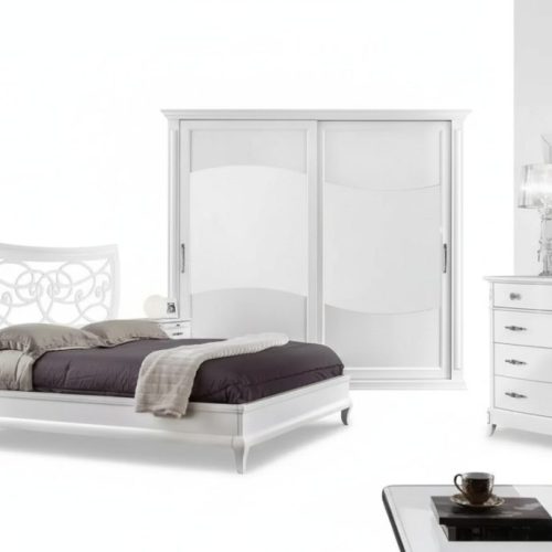 Schlafzimmer Set Komplett Kleiderschrank Spiegel Nachttische Bett 6tlg