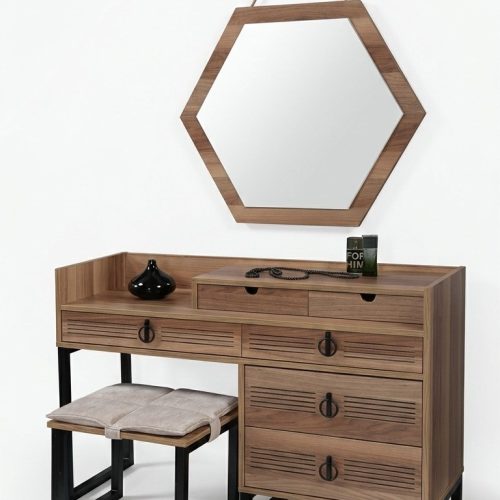 Schlafzimmer Spiegel Kommode Holz Modernes Design Luxus braun