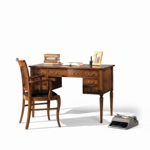 Schreibtisch und Stuhl aus Holz mit Armlehnen Bücherregal Büromöbel Design Schreibtisch und Stuhl aus Holz mit Armlehnen Bücherregal Büromöbel Design