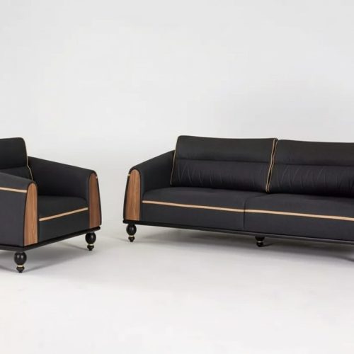 Schwarze Sofas Set Moderne Garnitur Dreisitzer Sessel Stoffmöbel 2tlg Schwarze Sofas Set Moderne Garnitur Dreisitzer Sessel Stoffmöbel 2tlg