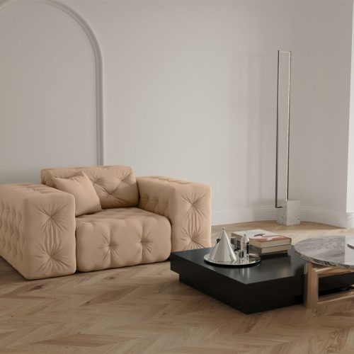 Sessel Designersessel CHANTAL in Stoff Opera Velvet Beige