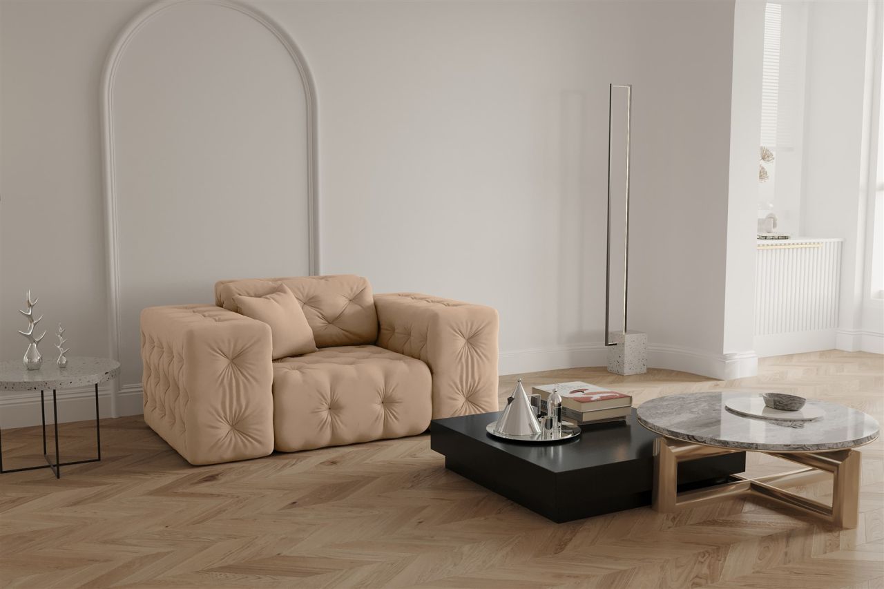 Sessel Designersessel CHANTAL in Stoff Opera Velvet Beige Sessel Designersessel CHANTAL in Stoff Opera Velvet Beige