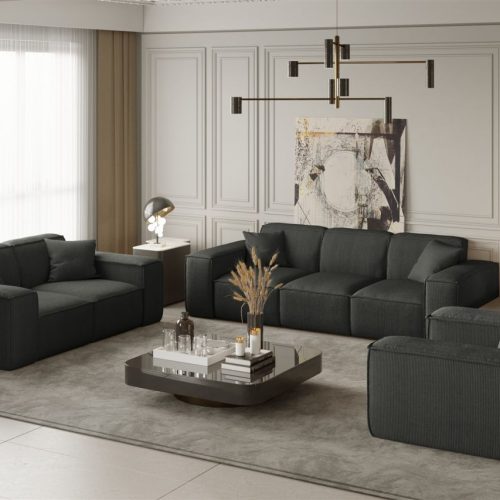 Sofaset Designersofa CELES 3-2-1 in Stoff Scala Anthrazit Sofaset Designersofa CELES 3-2-1 in Stoff Scala Anthrazit