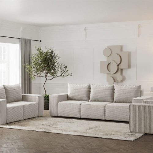 OUTLET Sofaset Designersofa ESTELLE 3-2-2 in Stoff Poso Creme OUTLET Sofaset Designersofa ESTELLE 3-2-2 in Stoff Poso Creme