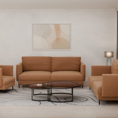 Sofaset Designersofas HELMER 3-2-1 Stoff Vibe Terracotta