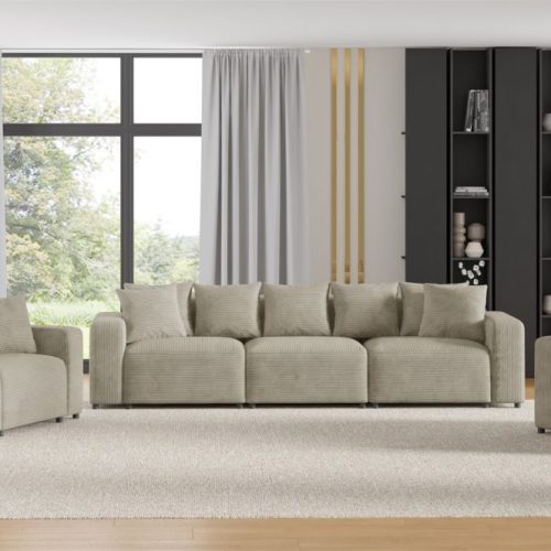 Sofaset Designersofas MEGAN 3-2-1 in Stoff Poso Beige
