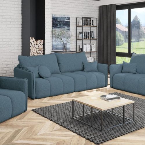 Sofaset Designersofa MORGANO 3-2-1 Stoff Abriamo Blau Sofaset Designersofa MORGANO 3-2-1 Stoff Abriamo Blau