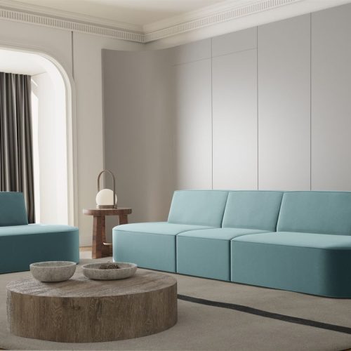 Sofaset Designersofa Set 3-1 MILOT in Stoff Opera Velvet Aquablau Sofaset Designersofa Set 3-1 MILOT in Stoff Opera Velvet Aquablau