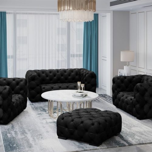 Sofaset Designersofa NATALIE 2-1-1 in Stoff Riviera Schwarz Sofaset Designersofa NATALIE 2-1-1 in Stoff Riviera Schwarz