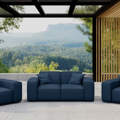 Gartenmöbel-Set SUMMER 2-1-1 wetterfester Stoff NXL Dunkelblau