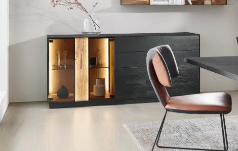 Sideboard ca.B194 H85 T44 cm in Kernesche anthrazit gebürstet - Gallery 1 Sideboard ca.B194 H85 T44 cm in Kernesche anthrazit gebürstet
