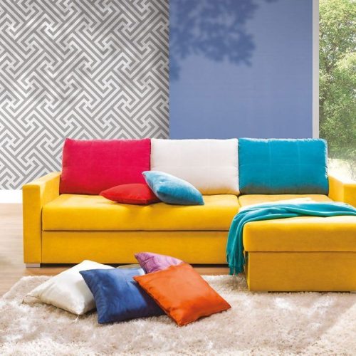 Ecksofa Schlafsofa AMELIE Gelb Ottomane Rechts Ecksofa Schlafsofa AMELIE Gelb Ottomane Rechts
