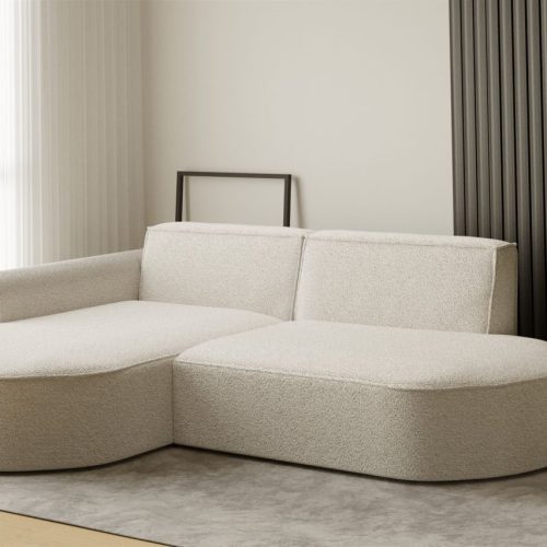 Ecksofa Designersofa BONDY in Stoff Ascot Creme Ottomane Links Ecksofa Designersofa BONDY in Stoff Ascot Creme Ottomane Links