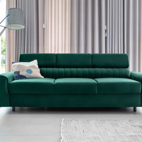 Sofa 3-Sitzer mit Schlaffunktion Schlafsofa ELENI Stoff Monolith Grün