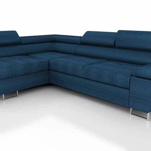 Couchgarnitur ELON Stoff Blau mit Schlaffunktion Ottomane Links Couchgarnitur ELON Stoff Blau mit Schlaffunktion Ottomane Links
