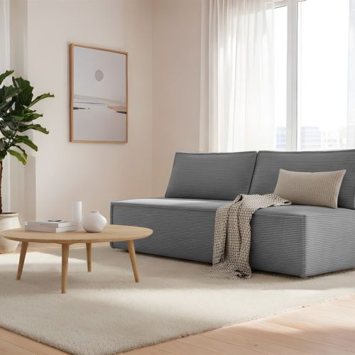 Sofa 3-Sitzer AMANDA mit Schlaffunktion in Stoff Poso Grau / Speed