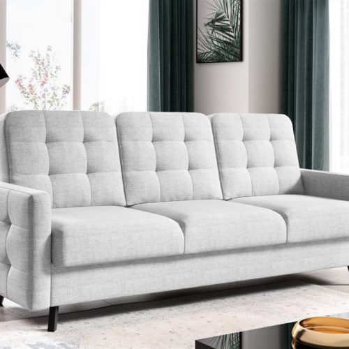 Sofa 3-Sitzer Schlafsofa Designersofa GARNET Stoff Luis Hellgrau