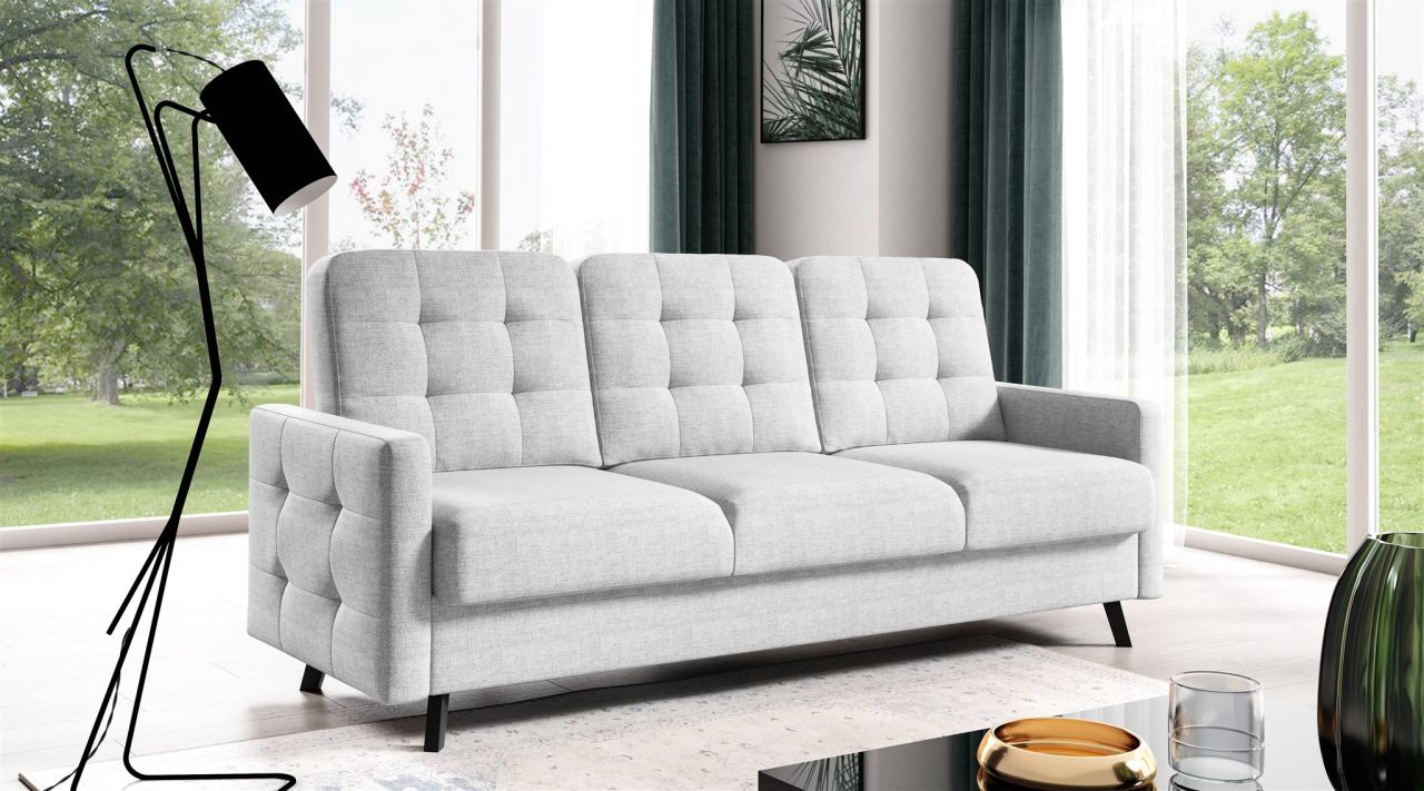 Sofa 3-Sitzer Schlafsofa Designersofa GARNET Stoff Luis Hellgrau Sofa 3-Sitzer Schlafsofa Designersofa GARNET Stoff Luis Hellgrau