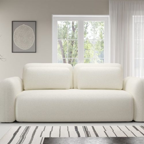 OUTLET Sofa 3-Sitzer mit Schlaffunktion GASTON in Stoff Puente Ecru
