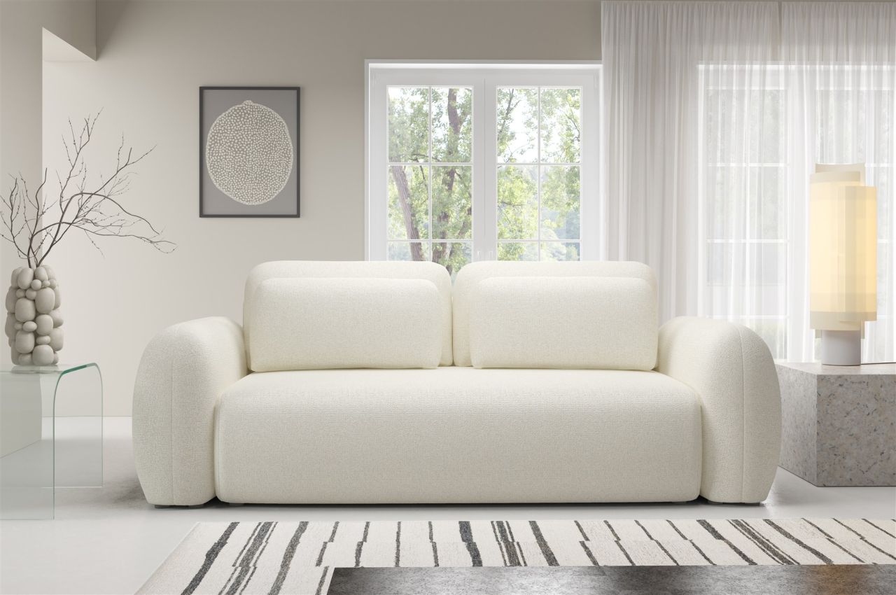 Sofa 3-Sitzer mit Schlaffunktion GASTON in Stoff Puente Ecru Sofa 3-Sitzer mit Schlaffunktion GASTON in Stoff Puente Ecru