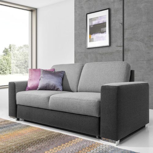 Sofa 2-Sitzer JUNES Webstoff Grau / Hellgrau 180x90x91 cm
