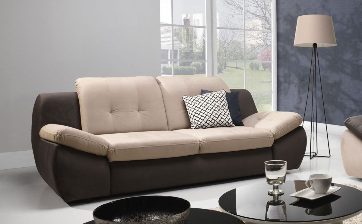 Sofa 3-Sitzer PEDRO Polyesterstoff Braun / Beige 205x84x113 cm Sofa 3-Sitzer PEDRO Polyesterstoff Braun / Beige 205x84x113 cm