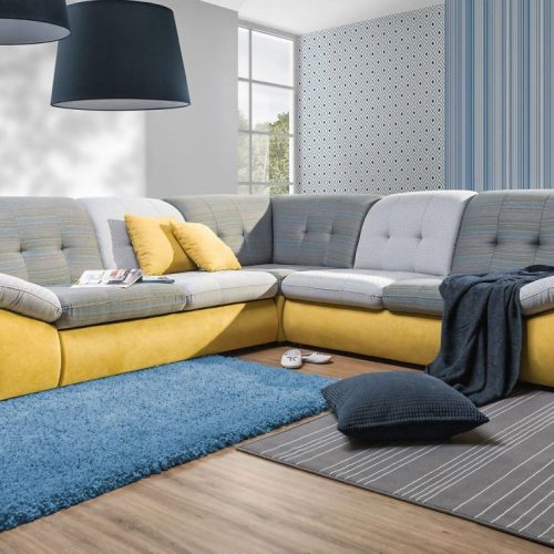 Ecksofa Schlafsofa PEDRO Gelb / Grau Länge Schenkel Rechts Ecksofa Schlafsofa PEDRO Gelb / Grau Länge Schenkel Rechts