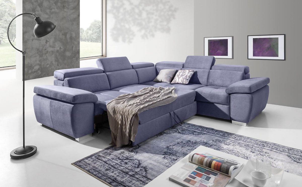 Ecksofa Schlafsofa ROXI Violett Kurze Schenkel Rechts Ecksofa Schlafsofa ROXI Violett Kurze Schenkel Rechts