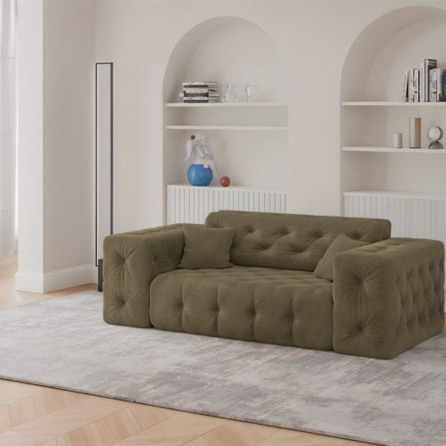 Sofa Designersofa CHANTAL 2-Sitzer in Stoff Moly Grün