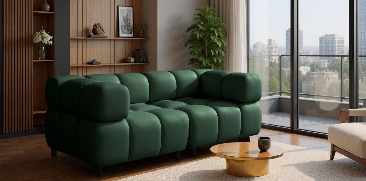 Sofa Designersofa FLOW 2-Sitzer in Stoff Bluvel Flaschengrün Sofa Designersofa FLOW 2-Sitzer in Stoff Bluvel Flaschengrün