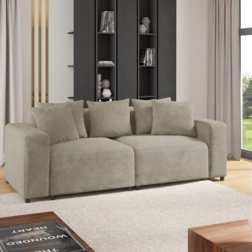 Sofa Designersofa MEGAN 2-Sitzer in Stoff Poso Beige